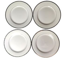 Set 4 Wallace Fine China Dessert Bread or Salad Plates Silver Trim Wear to Trim